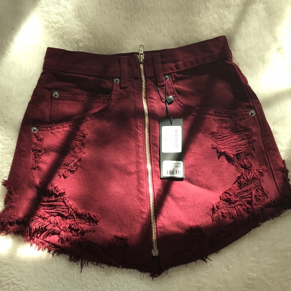 LF Carmar Denim Beatrice Skirt Burgundy